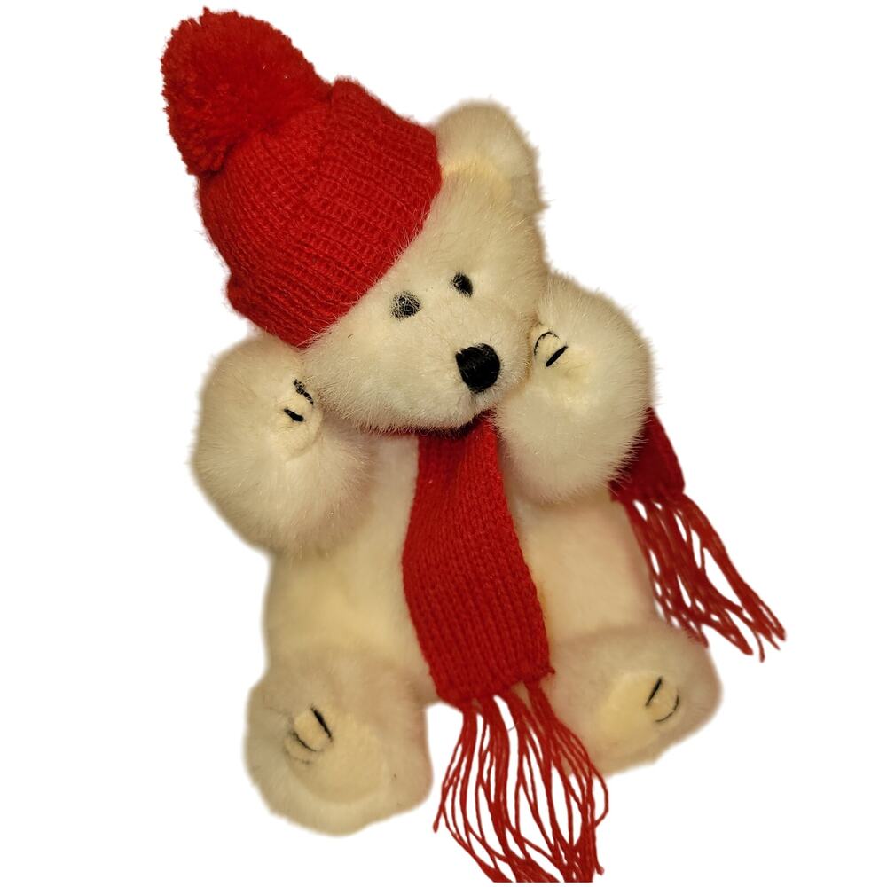 Retired Ty PepperMint Polar Bear Jointed Legs Arms Red Scarf Hat Cutest Face